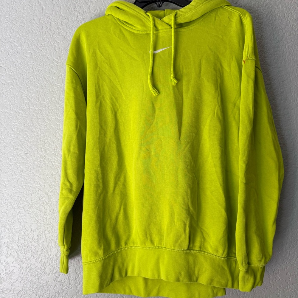 Vintage Nike Men's Green Center Swoosh Pull Over Hoodie Size S